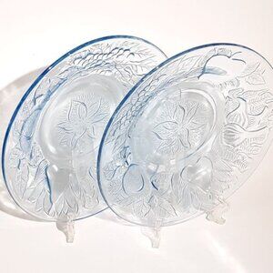 Vintage KIG Indonesia 3D Ice Blue Set of 2 Salad Plates Bowls
